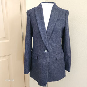 J.Crew Blue Blazer Size 4 British Moon Cloth Wool dark academia